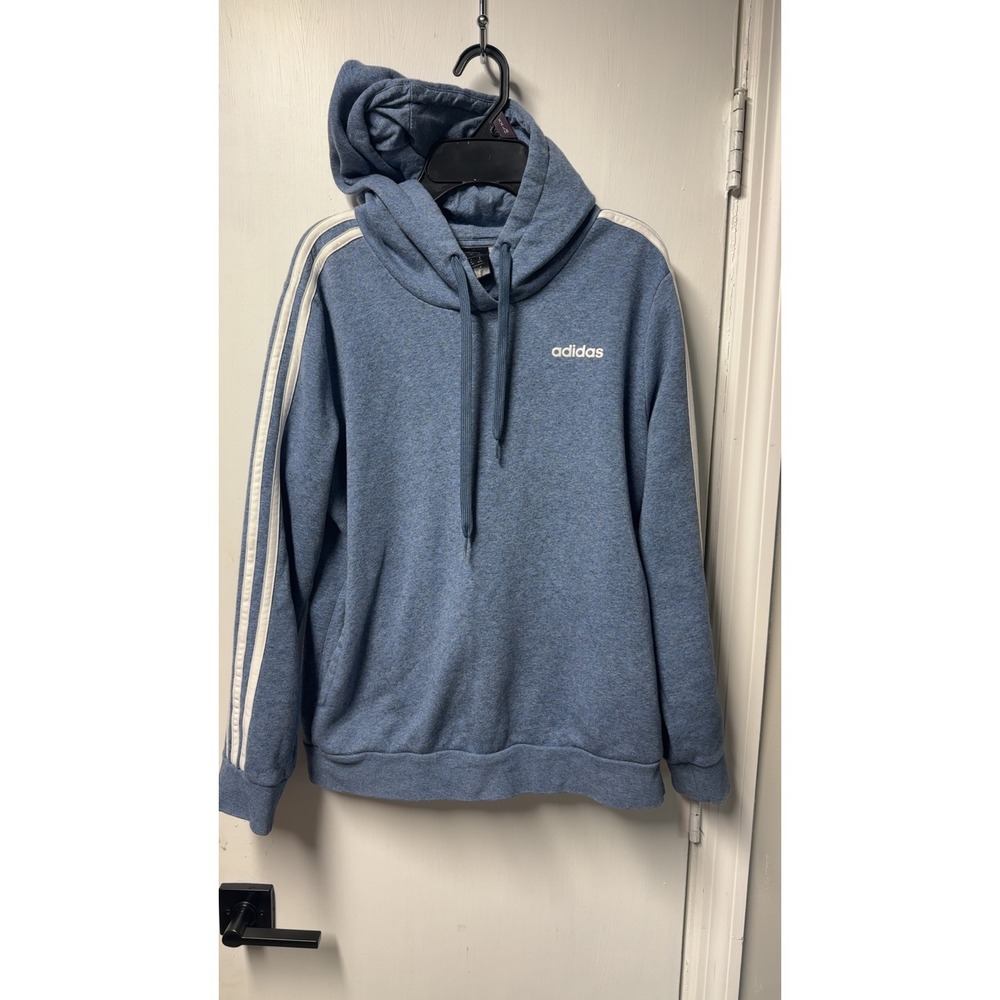 Adidas | Essentials 3-Stripes Pullover Hoodie Blue Heathered Sweatshirt | Size M